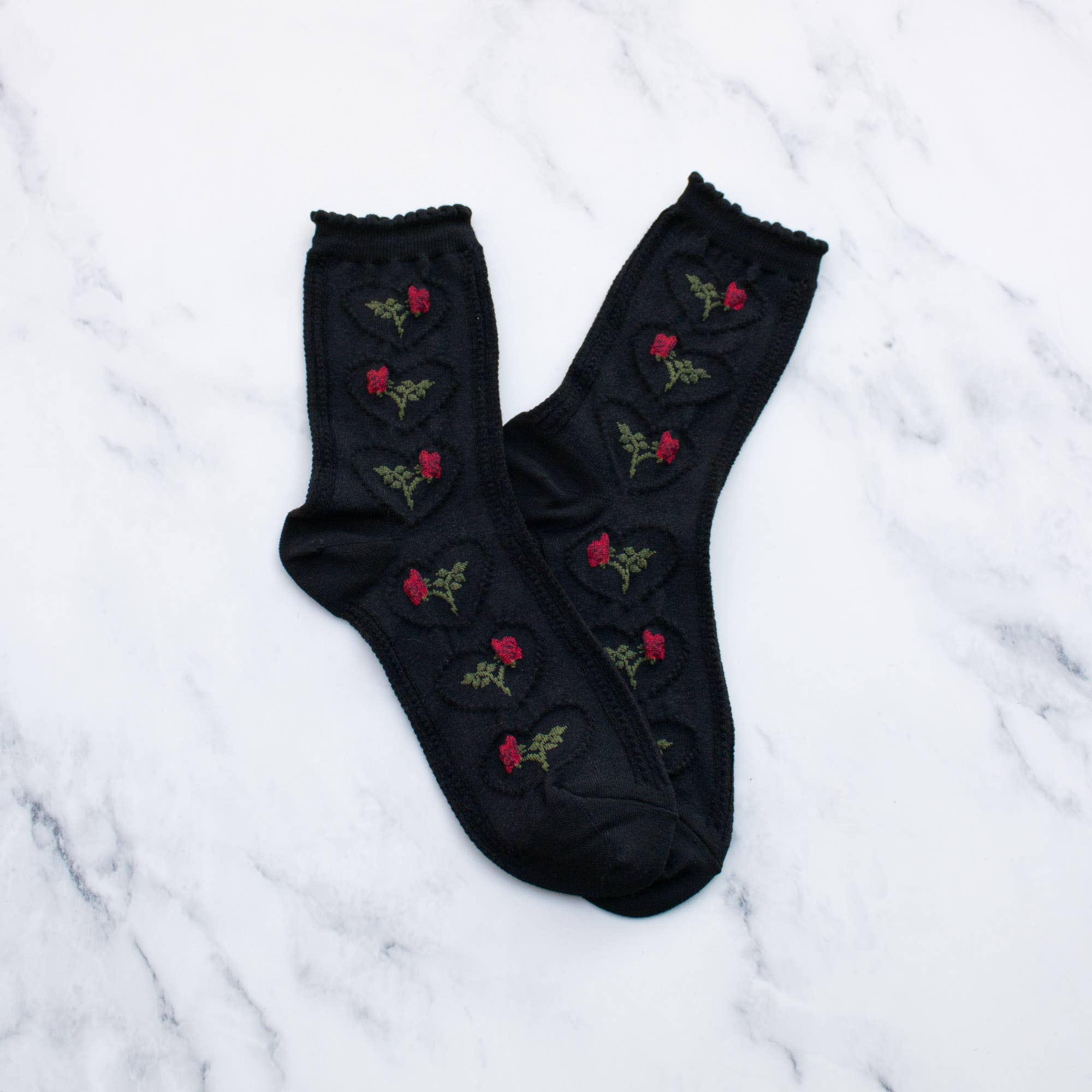 Women's Vintage Rose & Heart Casual Socks