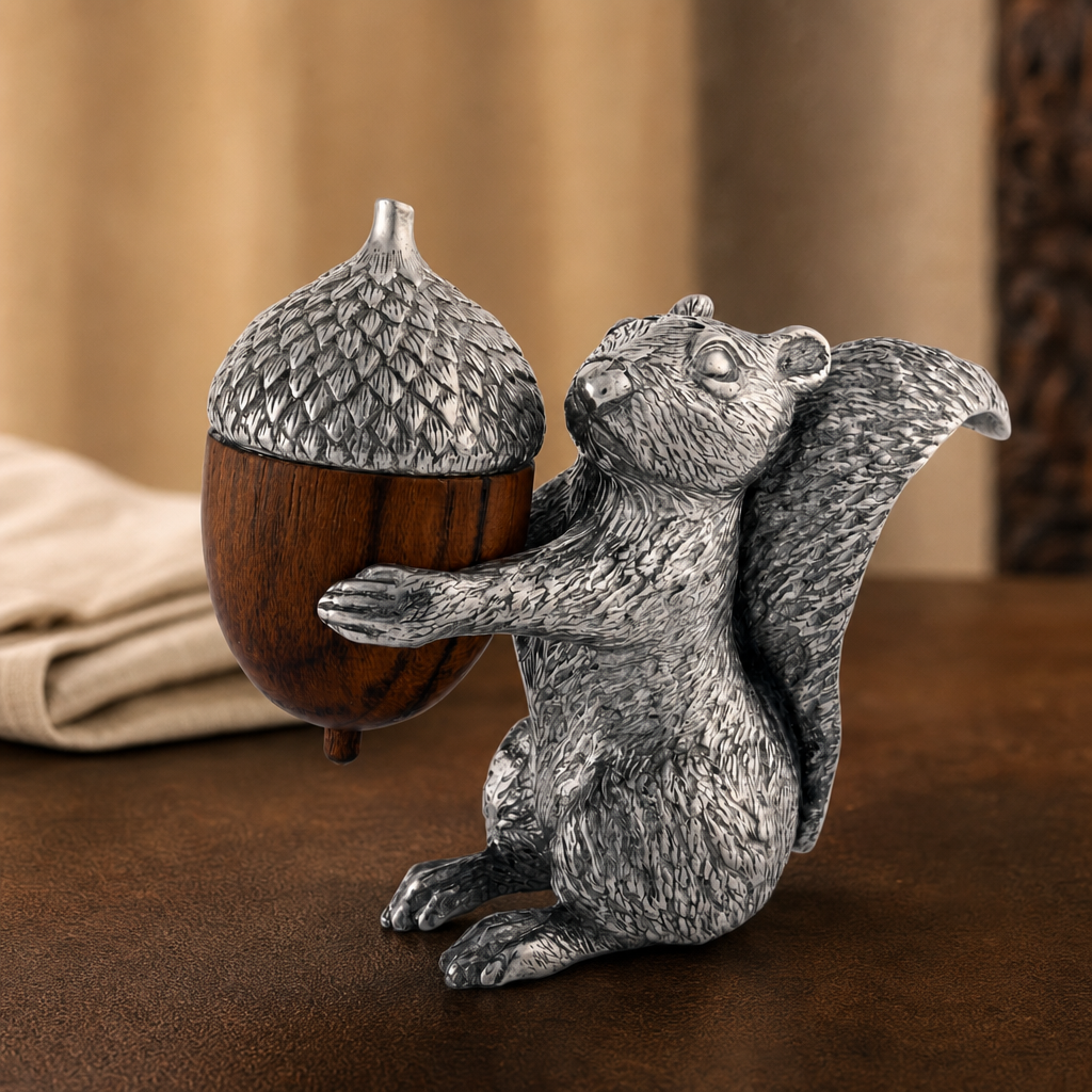 Squirrel with Wood Acorn Salt & Pepper Set