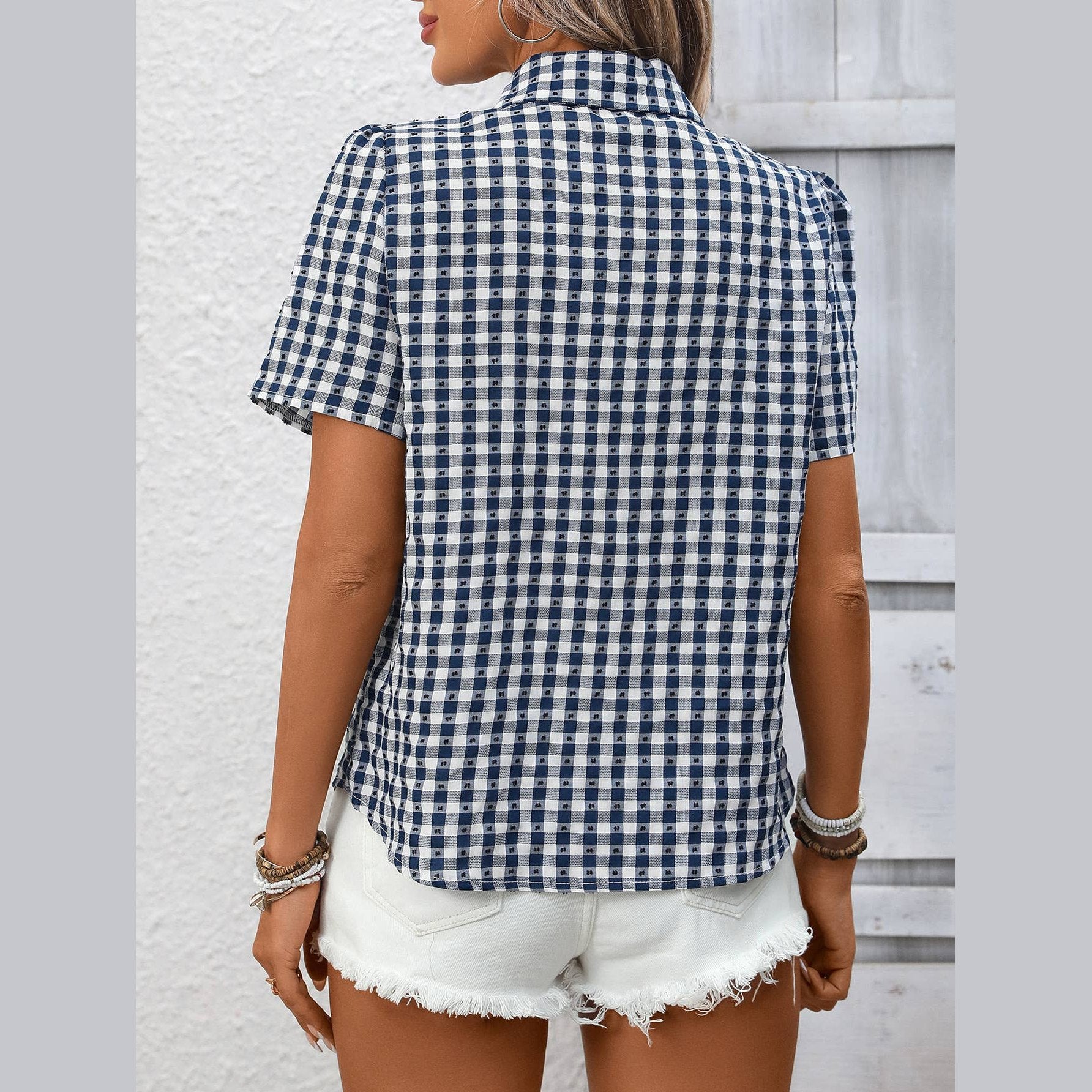 Gingham Short Sleeve Button Up Shirt G5-TP5026