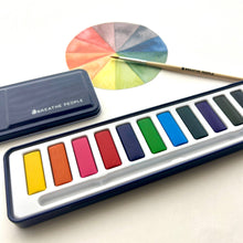Load image into Gallery viewer, Watercolor Set- 12 Artist Grade Colors + Wood Paintbrush