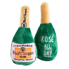 Load image into Gallery viewer, Woof Clicquot Rose' Champagne Bottle Squeaker Dog Toy