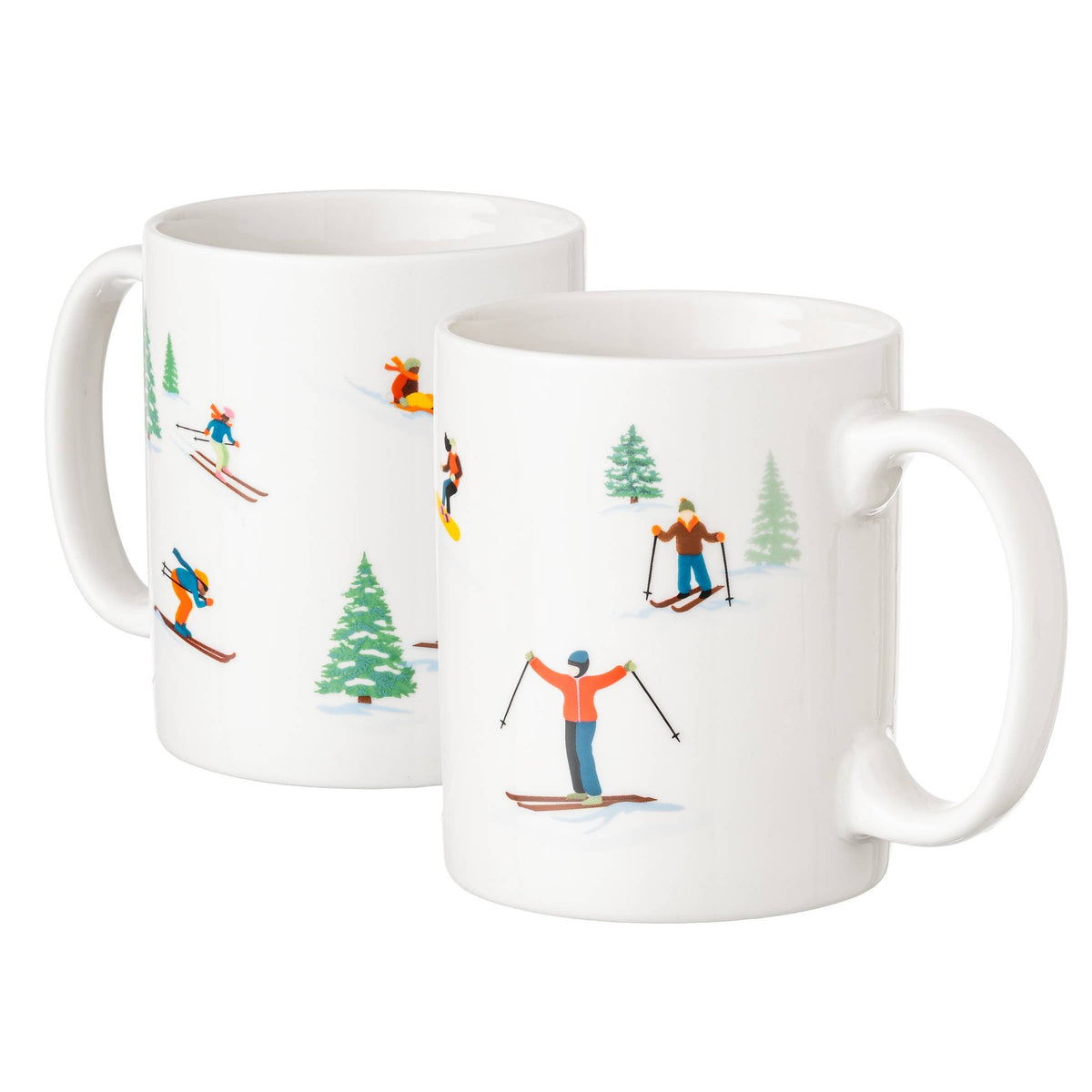 Ski Slope Ceramic Coffee Mugs, Set of 2 - Winter - Apres Ski