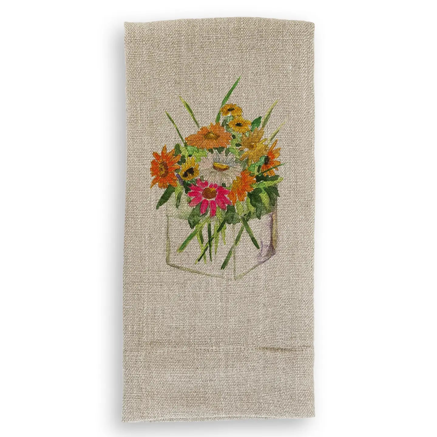 French Graffiti Natural Linen Hand Towels