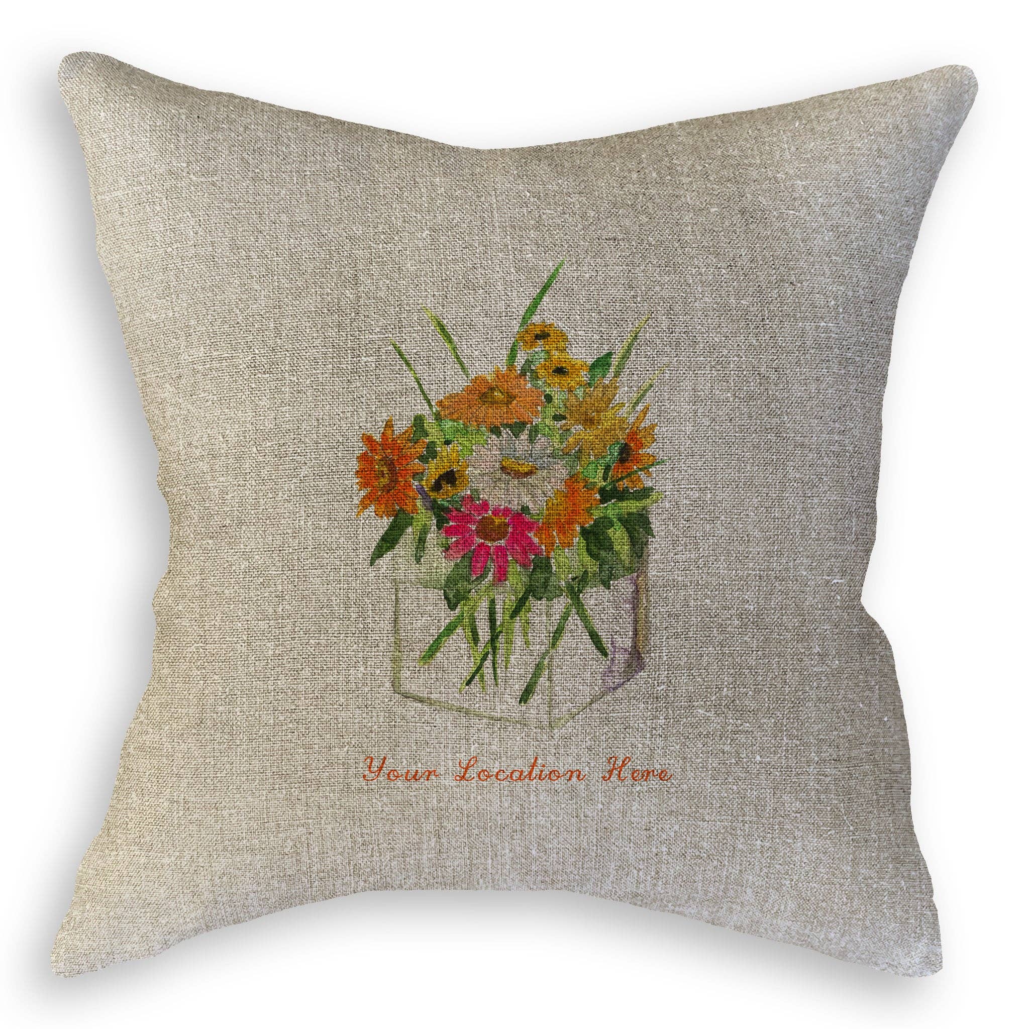 Square Vase with Flowers and Location