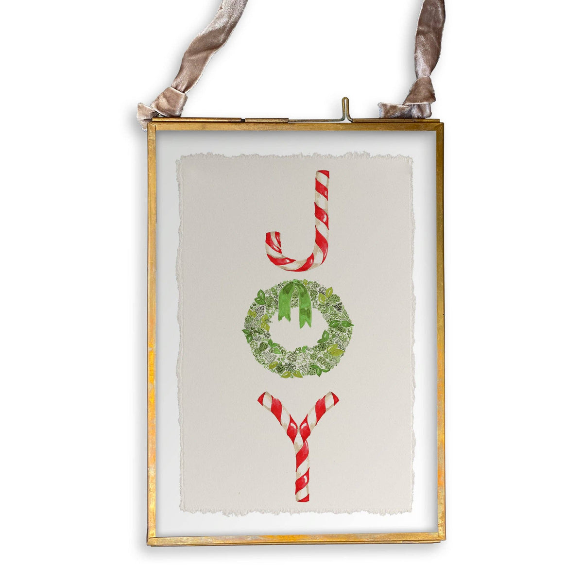 Joy with Candy Canes and Wreath Kitchen Towel
