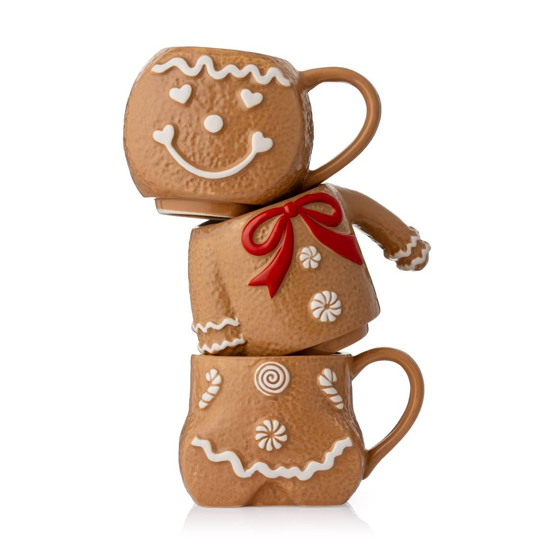 Gingerbread Stacking Coffee Mugs, Set of 3 - Holiday