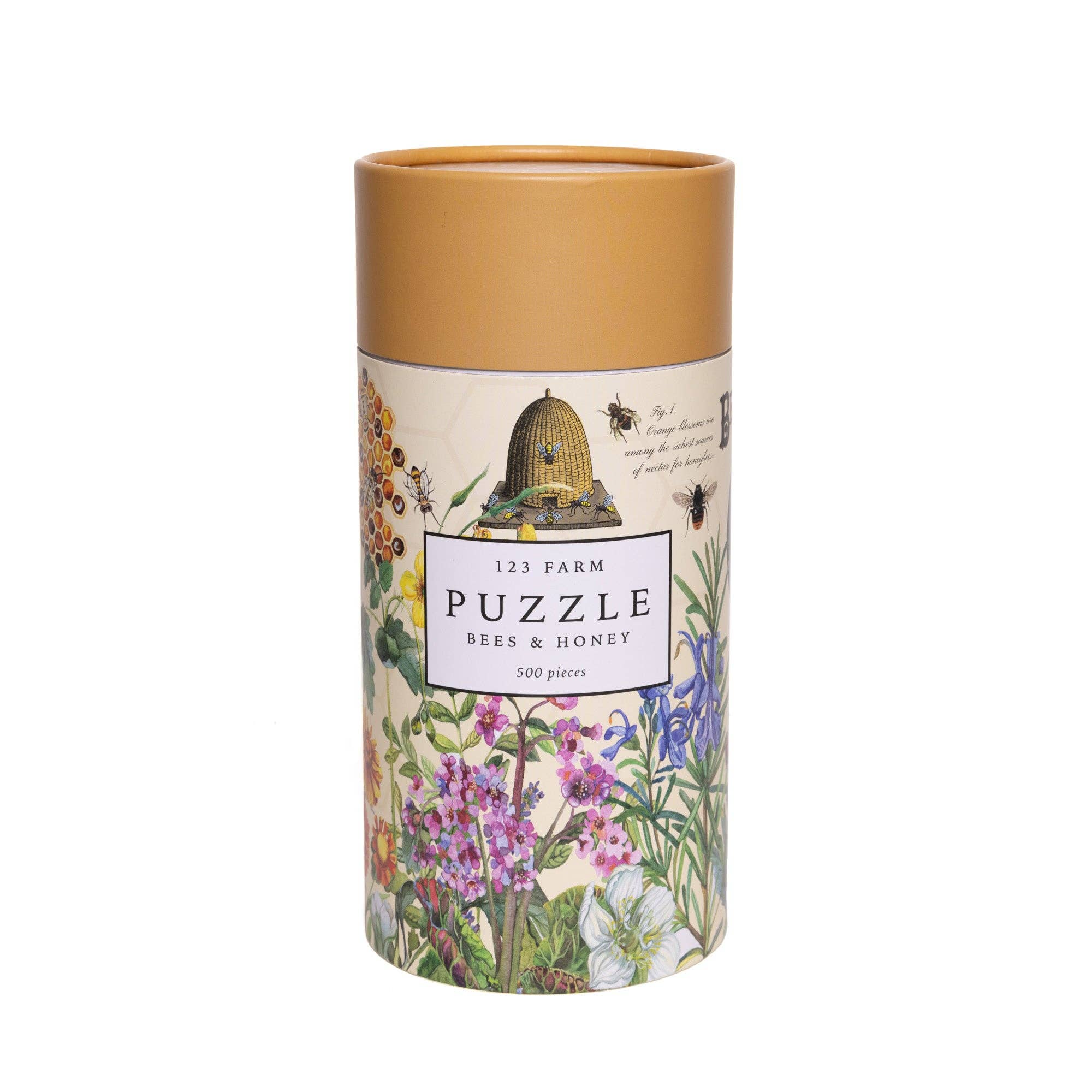 Bees & Honey Puzzle – 500 Pc Tube with Vintage Illustrations