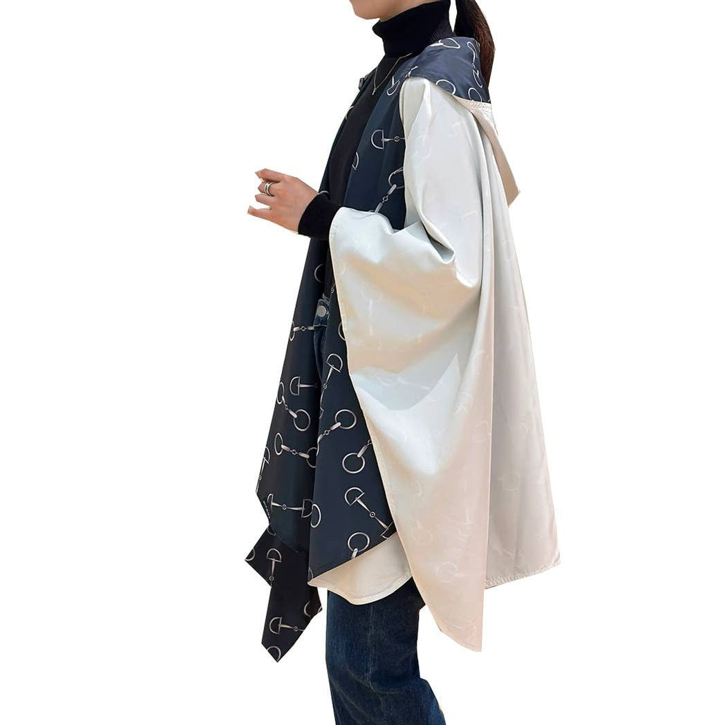 Black / White Horse Bit Reversible Rain Cape Coat