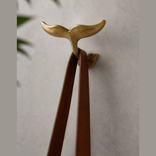 Load image into Gallery viewer, Brass Whale Tail Wall Hook (3 Sizes) β Coastal Bathroom Towel Hook, Nautical Wall Hook, Entryway Coat Hook, Beach House Decor