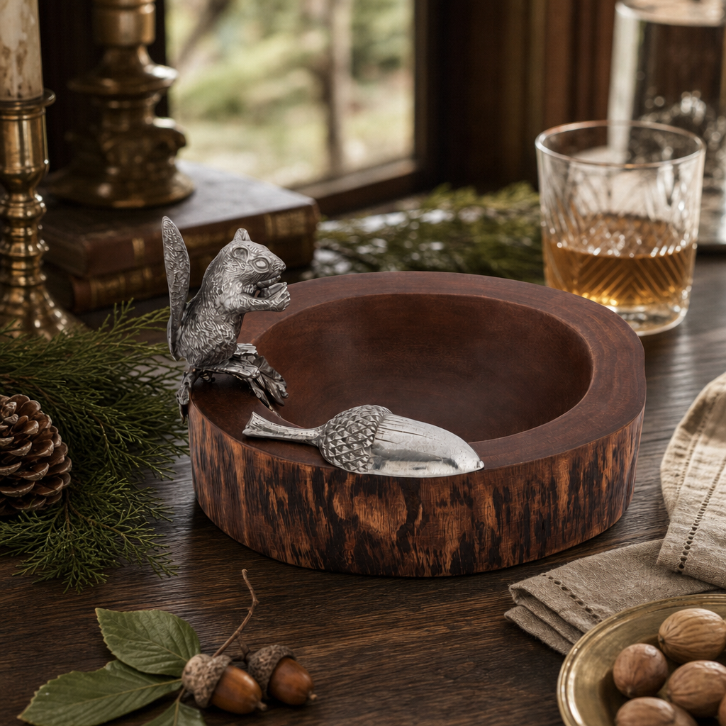 Standing Squirrel Nut Bowl & Scoop