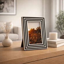 Load image into Gallery viewer, Photo Frame - Black Resin Modern Dimensional Lines, 4x6 in.