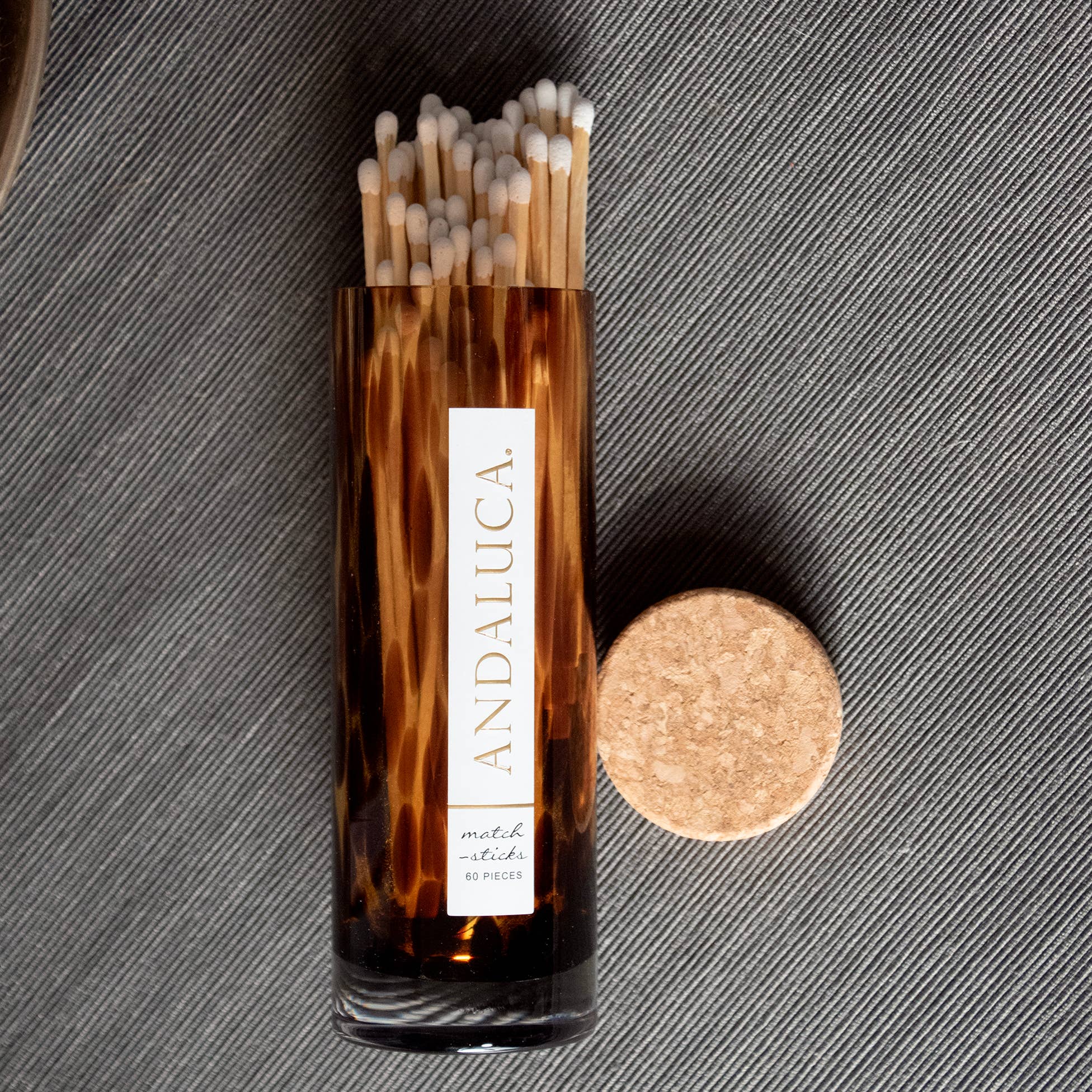 Tortoise Glass Jar with Cork Lid & 60 Wooden Matches