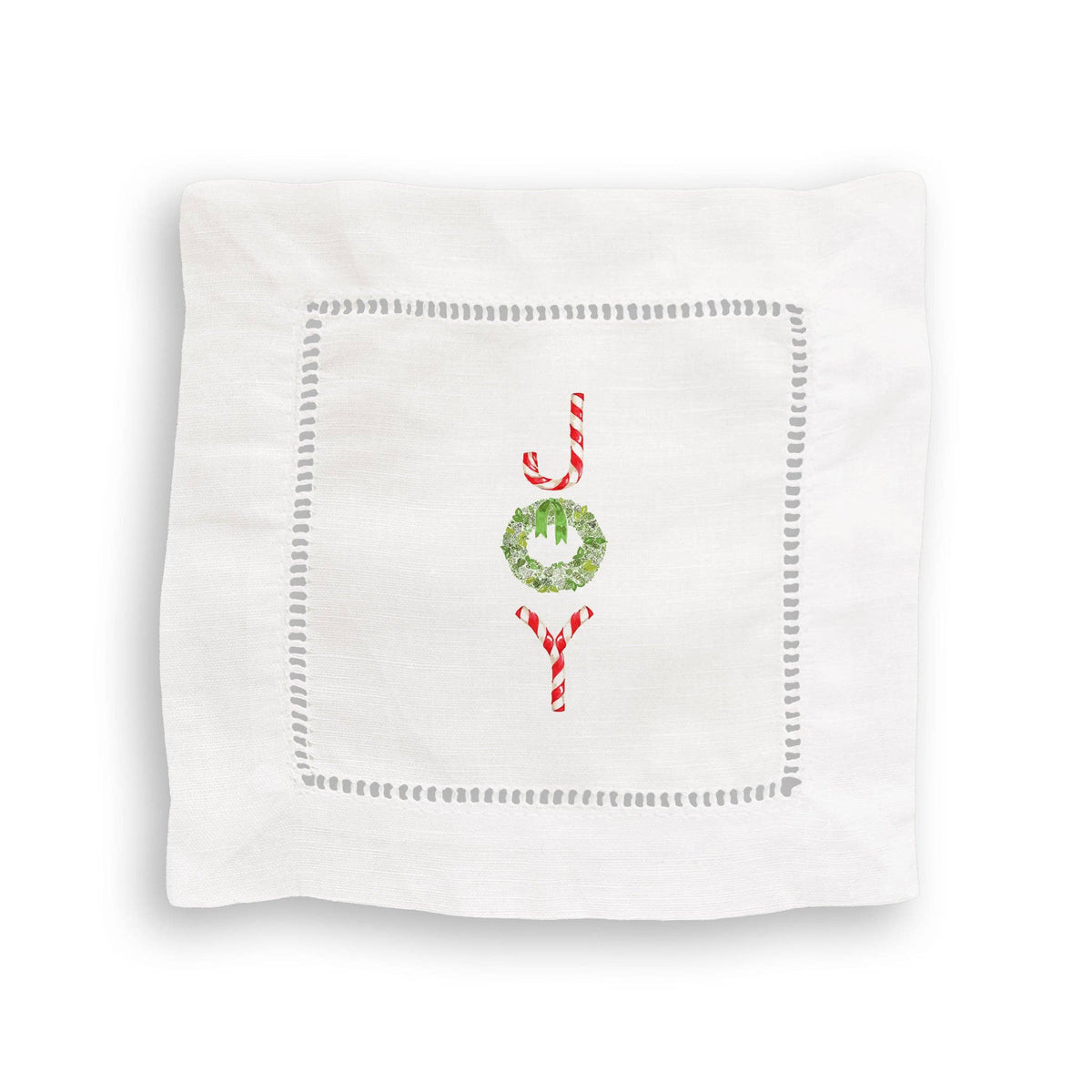 Joy with Candy Canes and Wreath Kitchen Towel