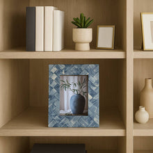 Load image into Gallery viewer, Photo Frame - Blue/Ivory Resin Woven, 4x6 in.