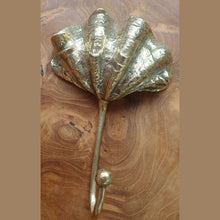 Load image into Gallery viewer, Brass Shell Wall Hook – Antique Coastal Bathroom Towel & Robe Hanger