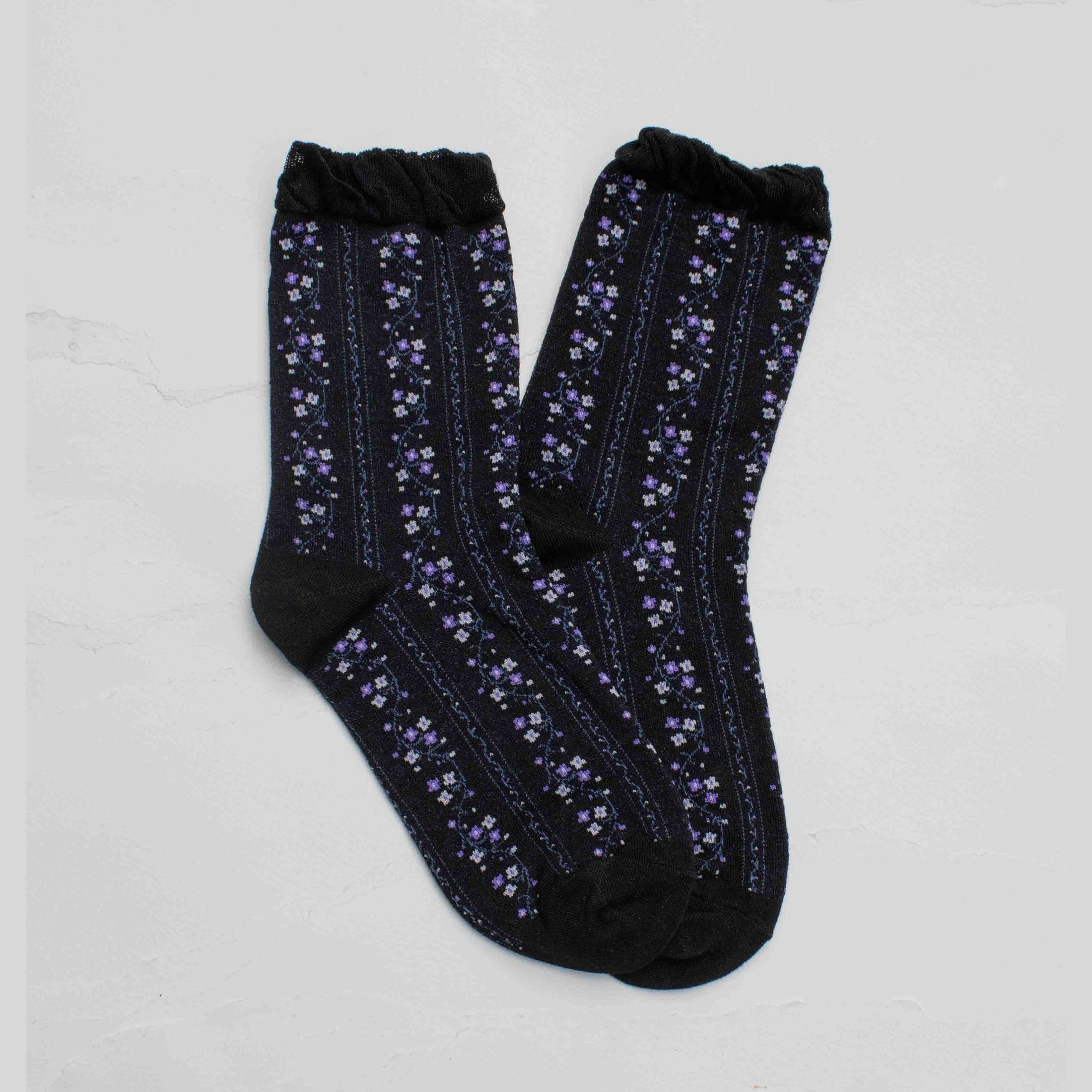 Vintage Floral Vine Crew Socks