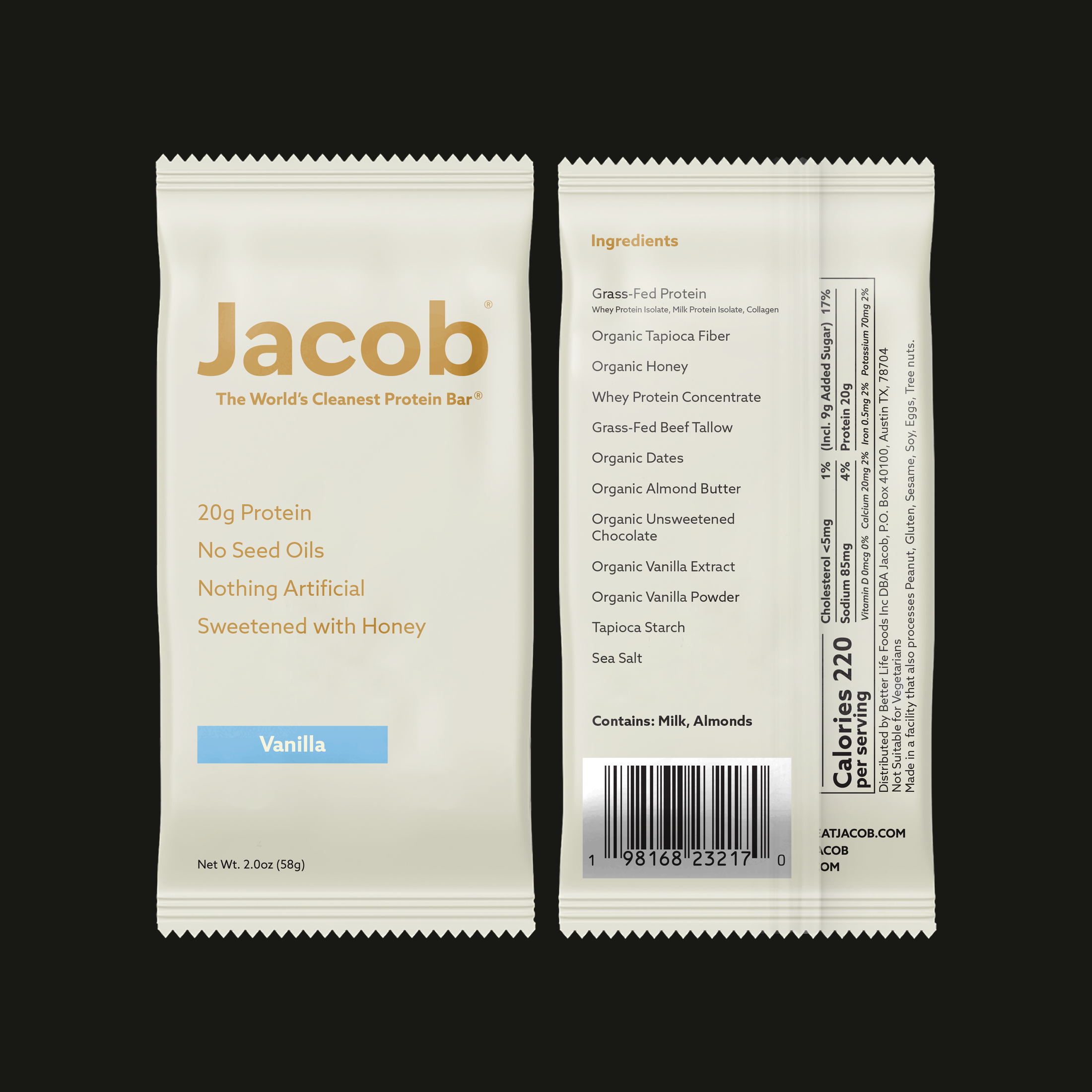 Jacob Protein Bar - Grass-Fed Organic Snack Bar (9ct)