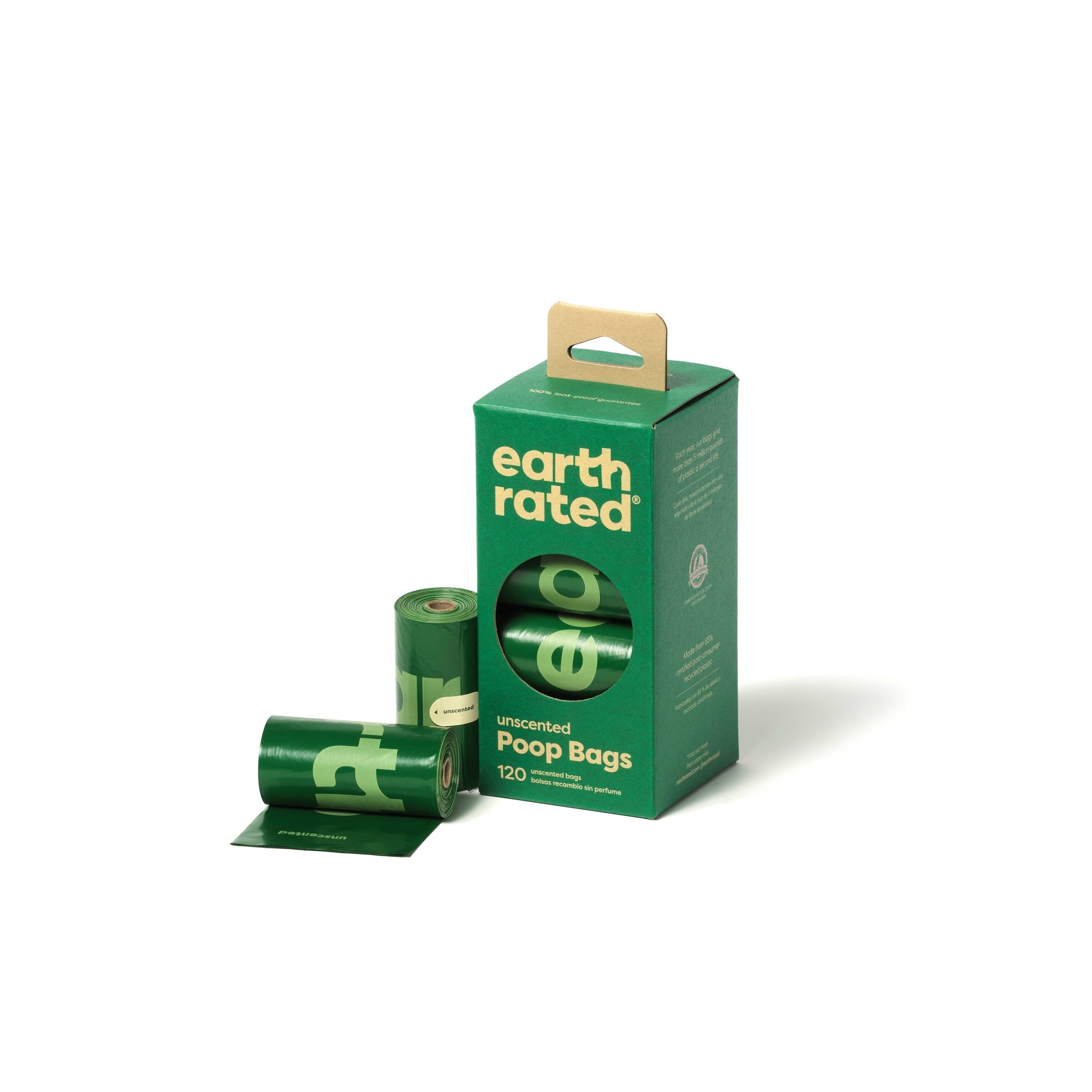 Earth Rated Unscented Poop Bags 120ct on 8 Refill Rolls 12cs