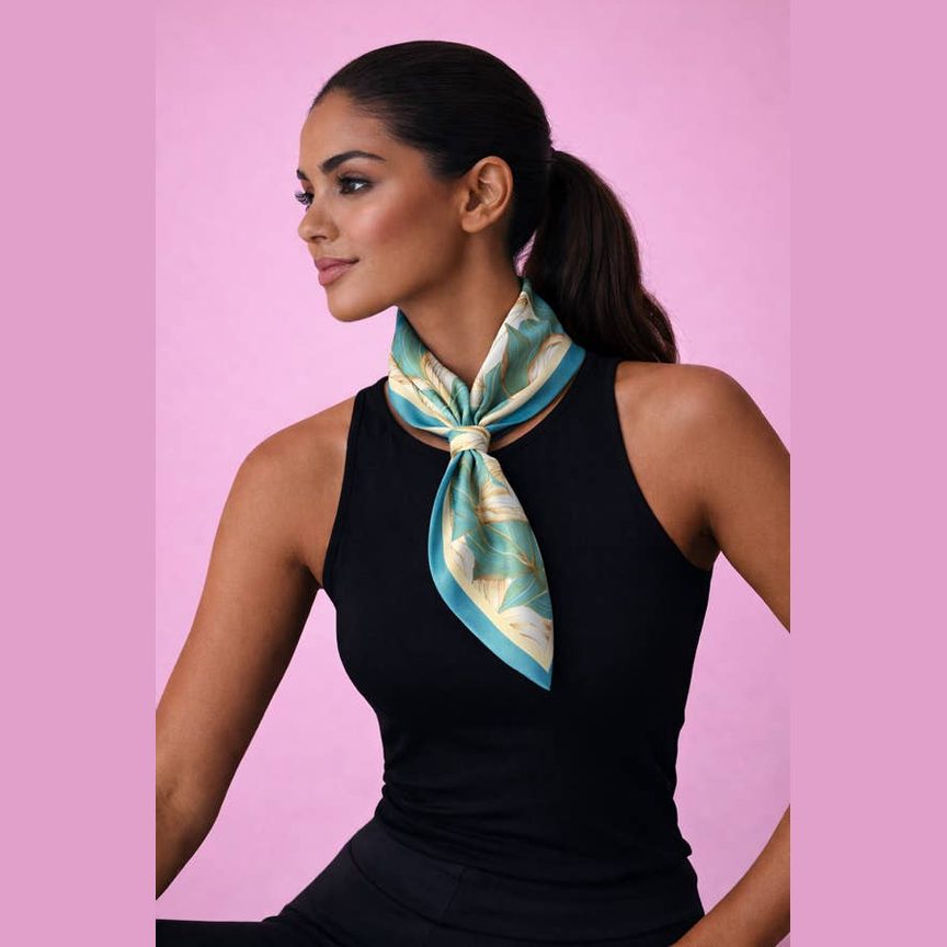 Aqua Fronds Loop Scarf