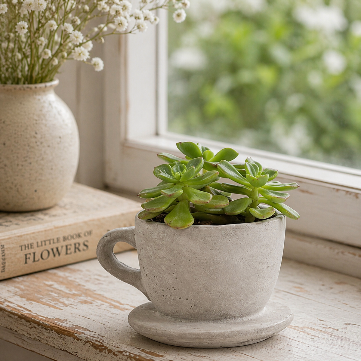 Concrete "Tea & Coffee" Cup Planter