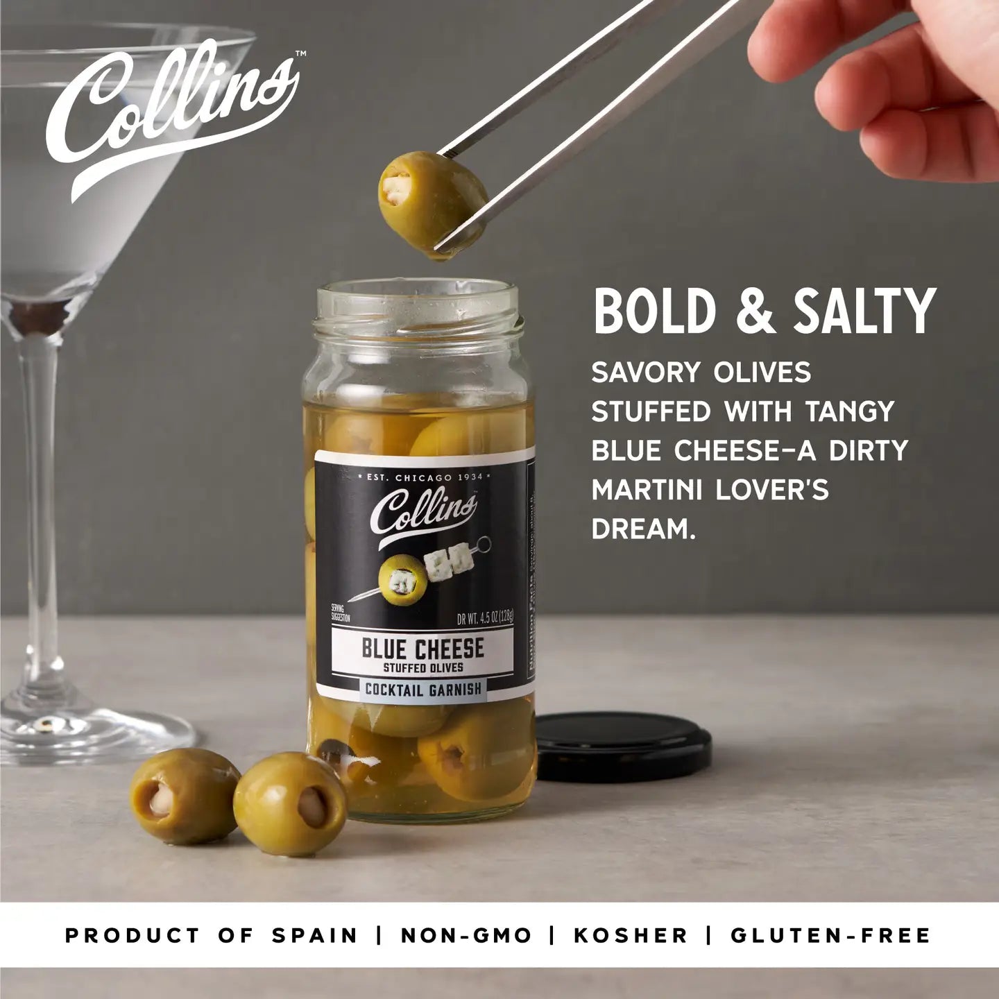 Gourmet Blue Cheese Cocktail Olives - 4.5oz
