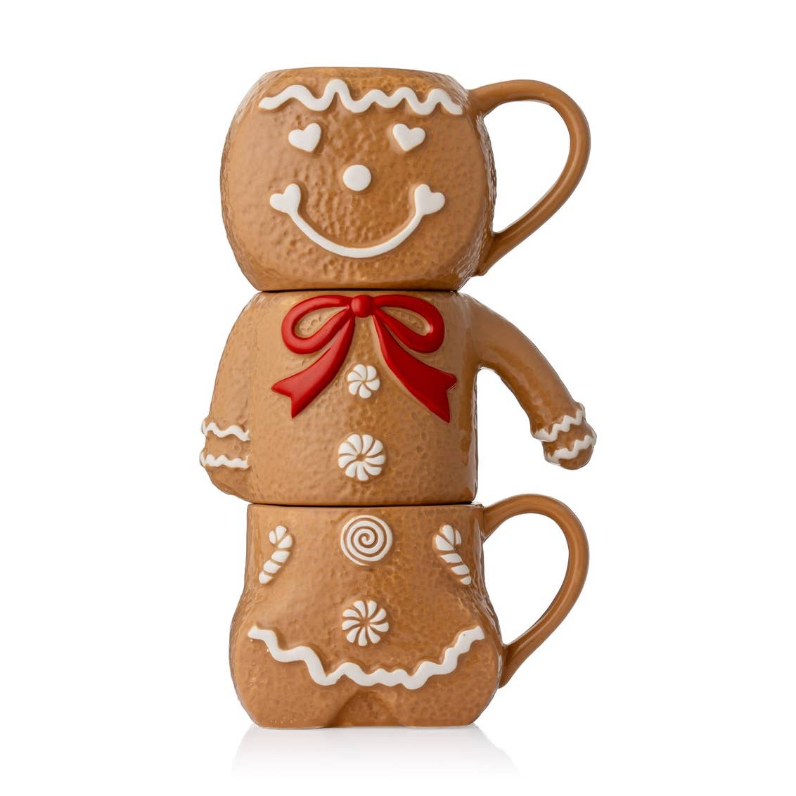 Gingerbread Stacking Coffee Mugs, Set of 3 - Holiday