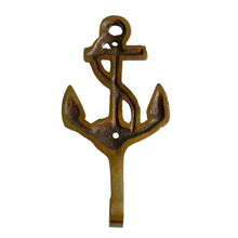 Load image into Gallery viewer, Antiqued Solid Brass Nautical Anchor Wall Hook Decor, 4-1/4”