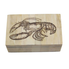 Load image into Gallery viewer, Etched Lobster Vintage Scrimshaw Bone Box, 5-1/4”