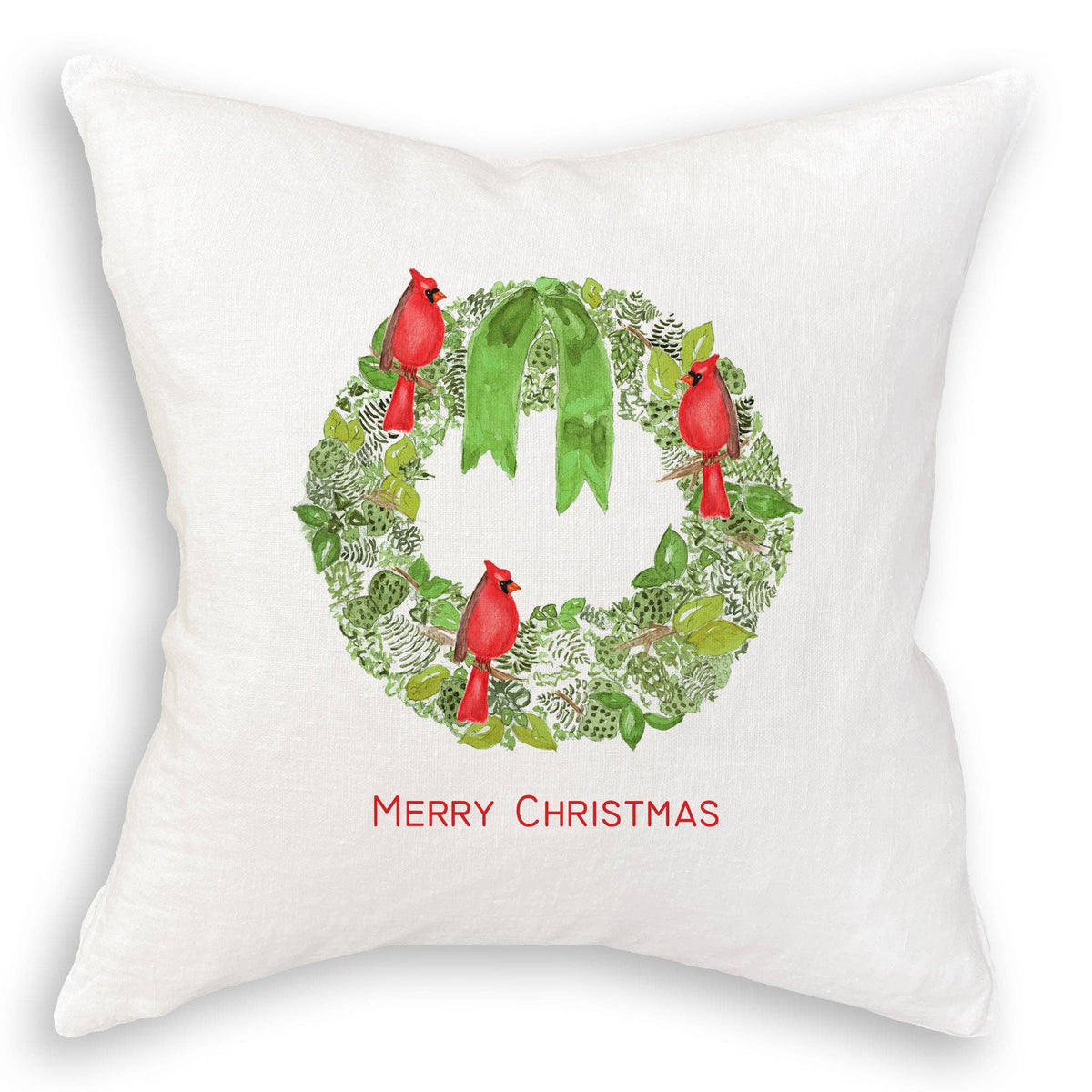 Green Wreath with Cardinals Kitchen Towel