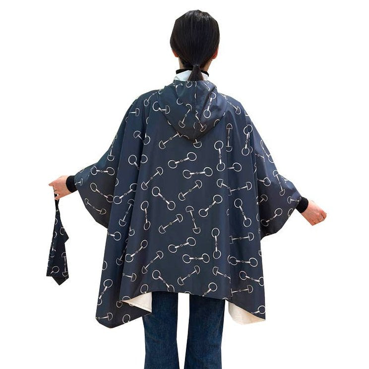 Black / White Horse Bit Reversible Rain Cape Coat