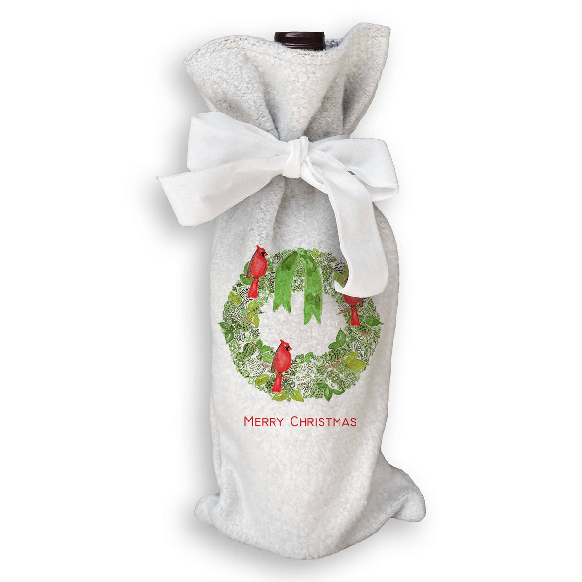 Green Wreath with Cardinals Kitchen Towel