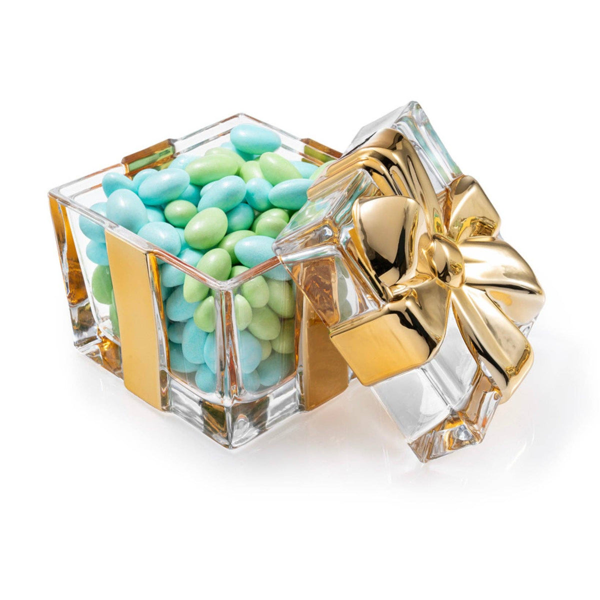 Gold Ribboned Gift Wrapped Crystal Keepsake Box