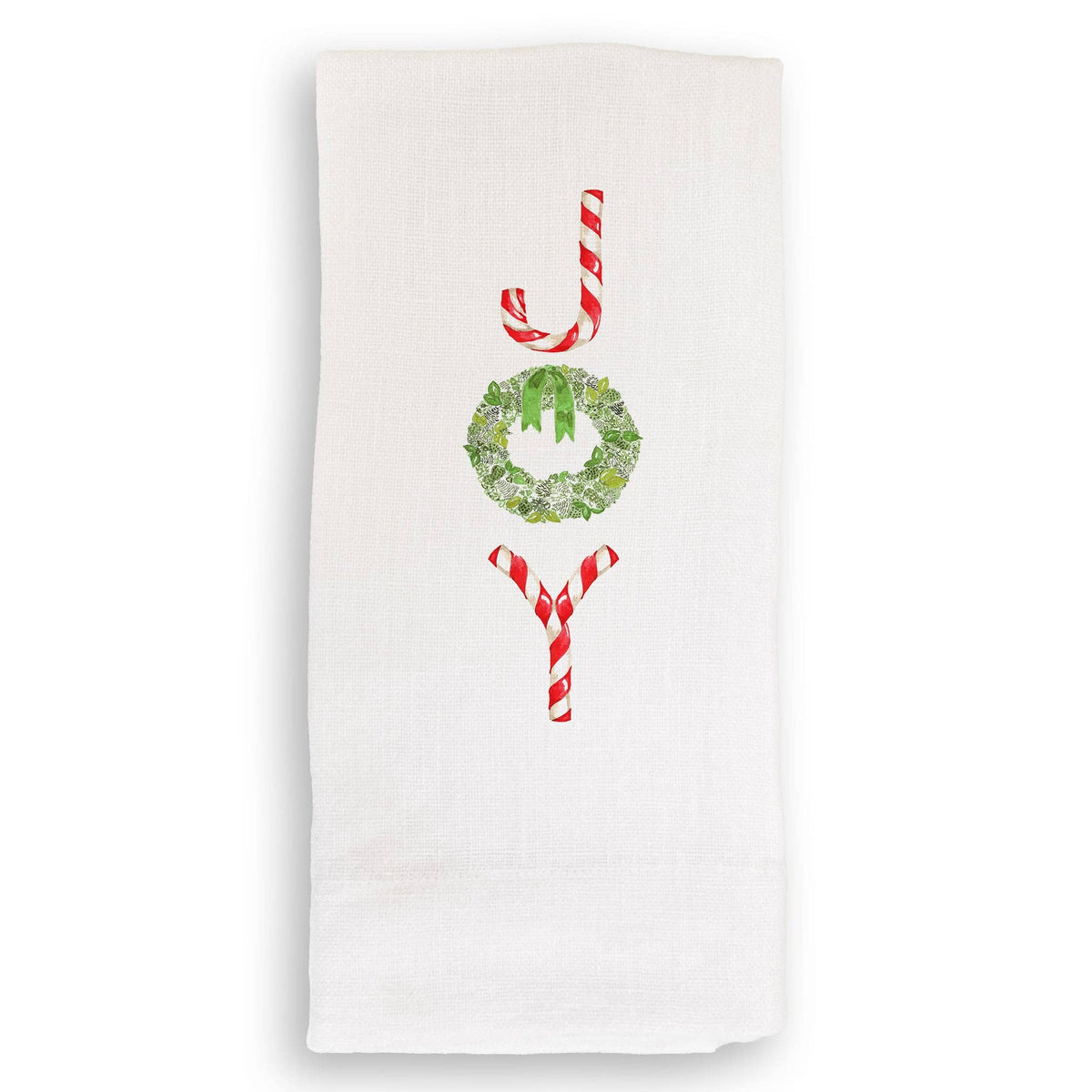 Joy with Candy Canes and Wreath Kitchen Towel