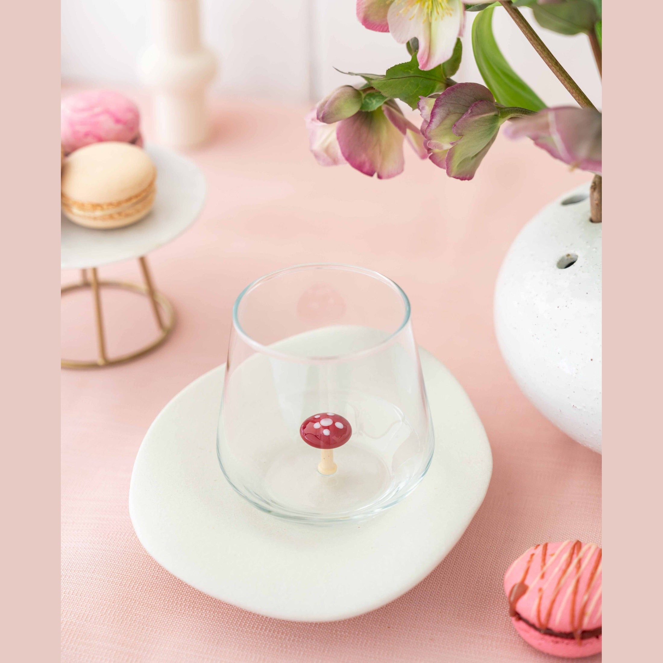 Handmade Mushroom Figure Drinking Glass