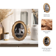 Load image into Gallery viewer, Photo Frame - Gold Polyresin Round Vintage Style, 4x6 in.