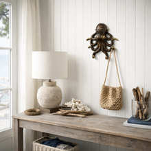 Load image into Gallery viewer, Brass Octopus Wall Hook – Nautical Octopus Coat Hook | Coastal Bathroom & Ocean Decor