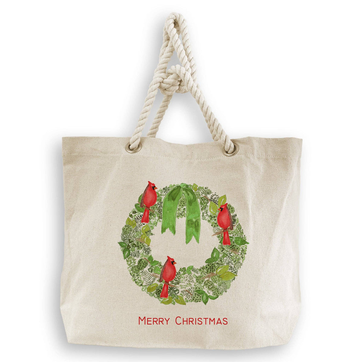Green Wreath with Cardinals Kitchen Towel