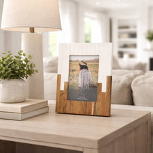 Load image into Gallery viewer, Resin Wood Casual Two-Tone Photo Frame - White, 4x6 in.