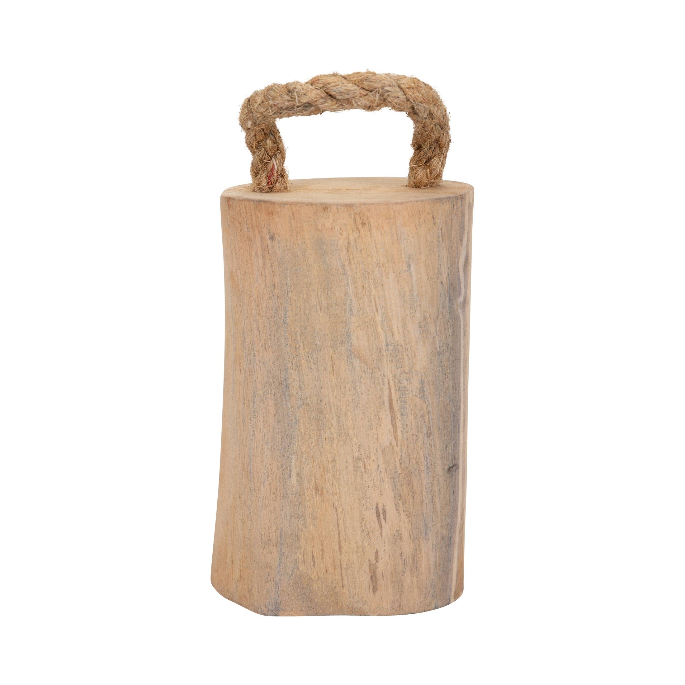 Object - Brown Wood Door Stopper with Rope Handle, 10 in.