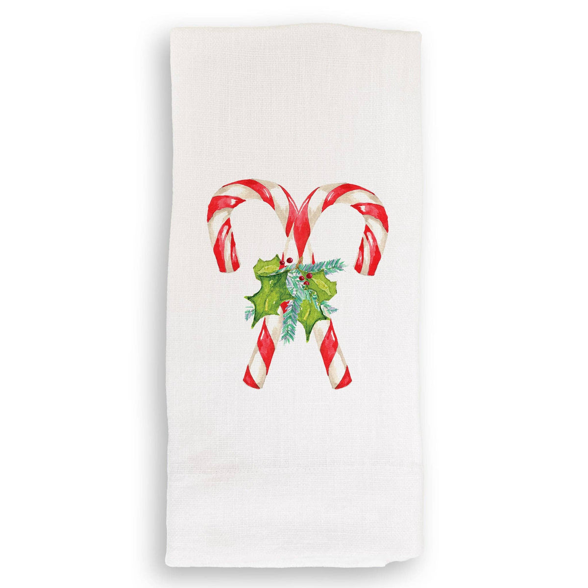 Candy Canes with Greens Kitchen Towel