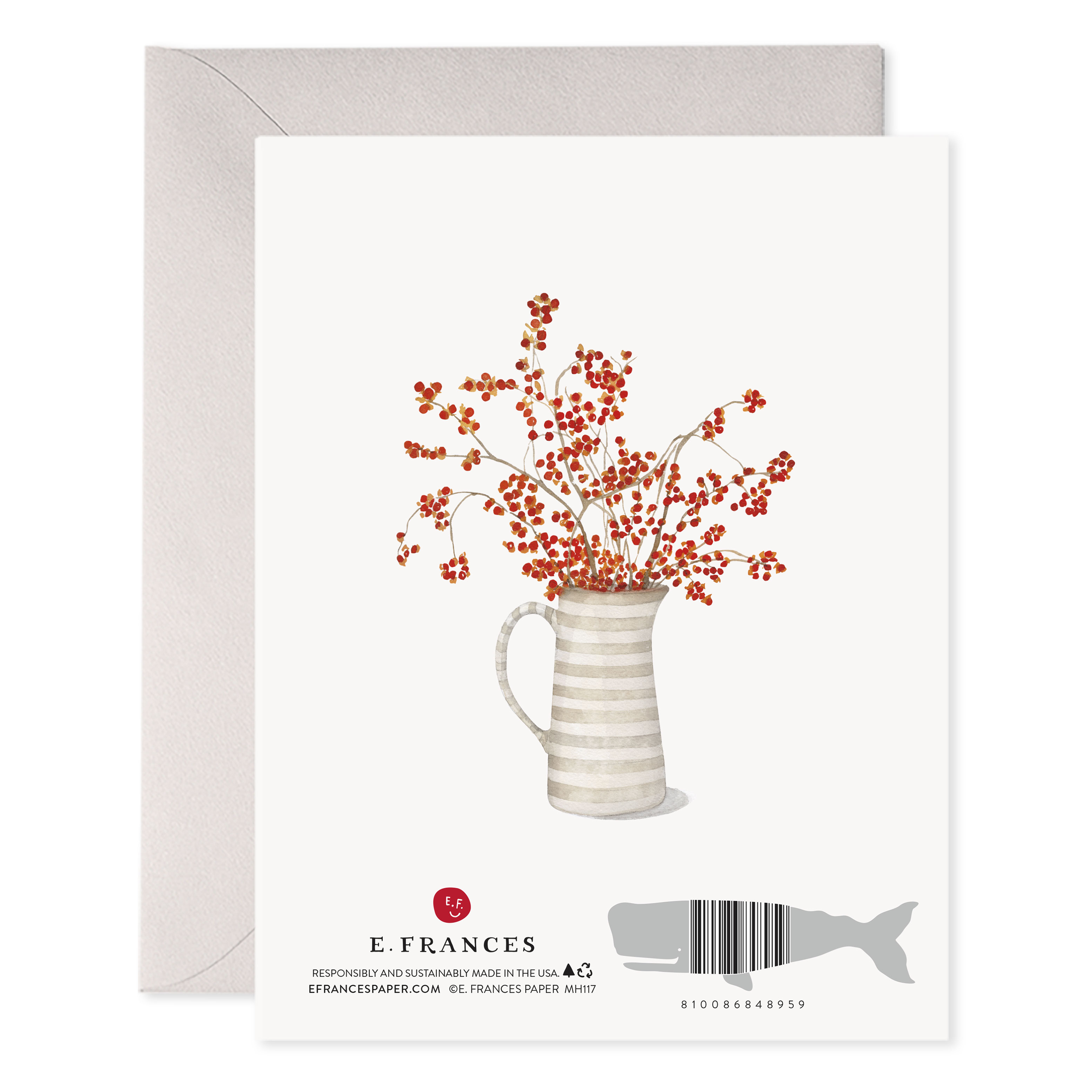 Autumn Berry Wreath Thanksgiving Greeting Card