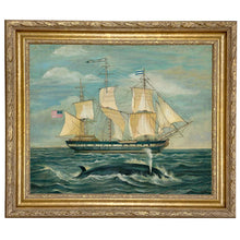 Load image into Gallery viewer, American Whaling Ship with Sperm Whale Vintage Painting Print