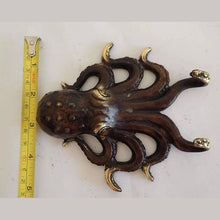Load image into Gallery viewer, Brass Octopus Wall Hook – Nautical Octopus Coat Hook | Coastal Bathroom & Ocean Decor
