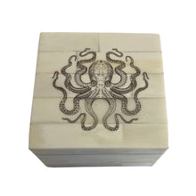 Load image into Gallery viewer, Octopus Engraved White Decorative Bone Box | Tabletop decor