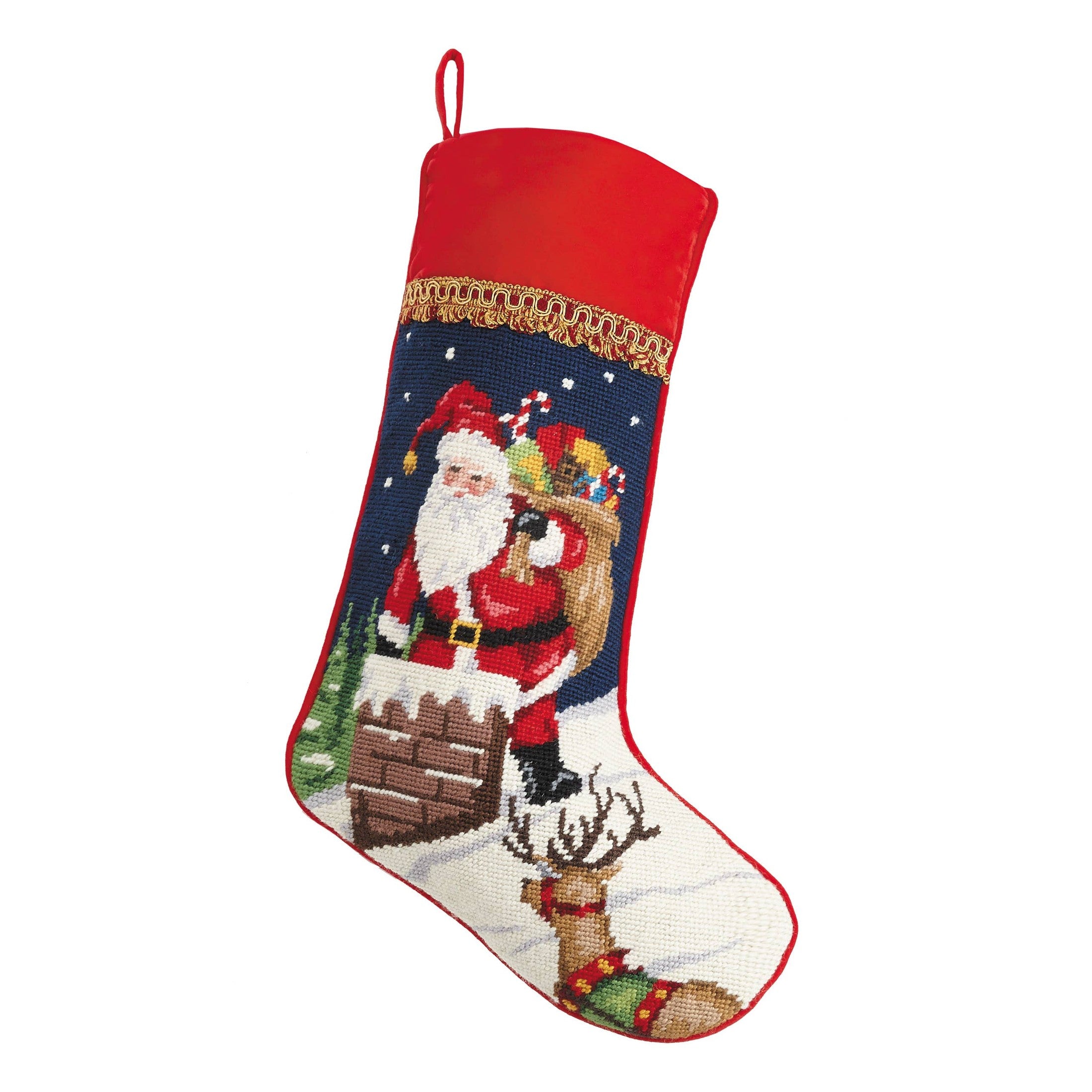 Santa Chimney Needlepoint Stocking