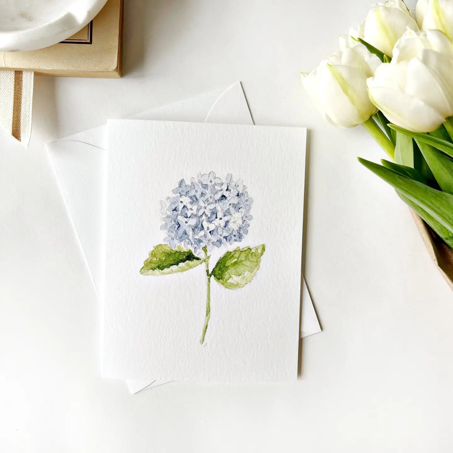 Set of 8 Hydrangea Stem Notecards
