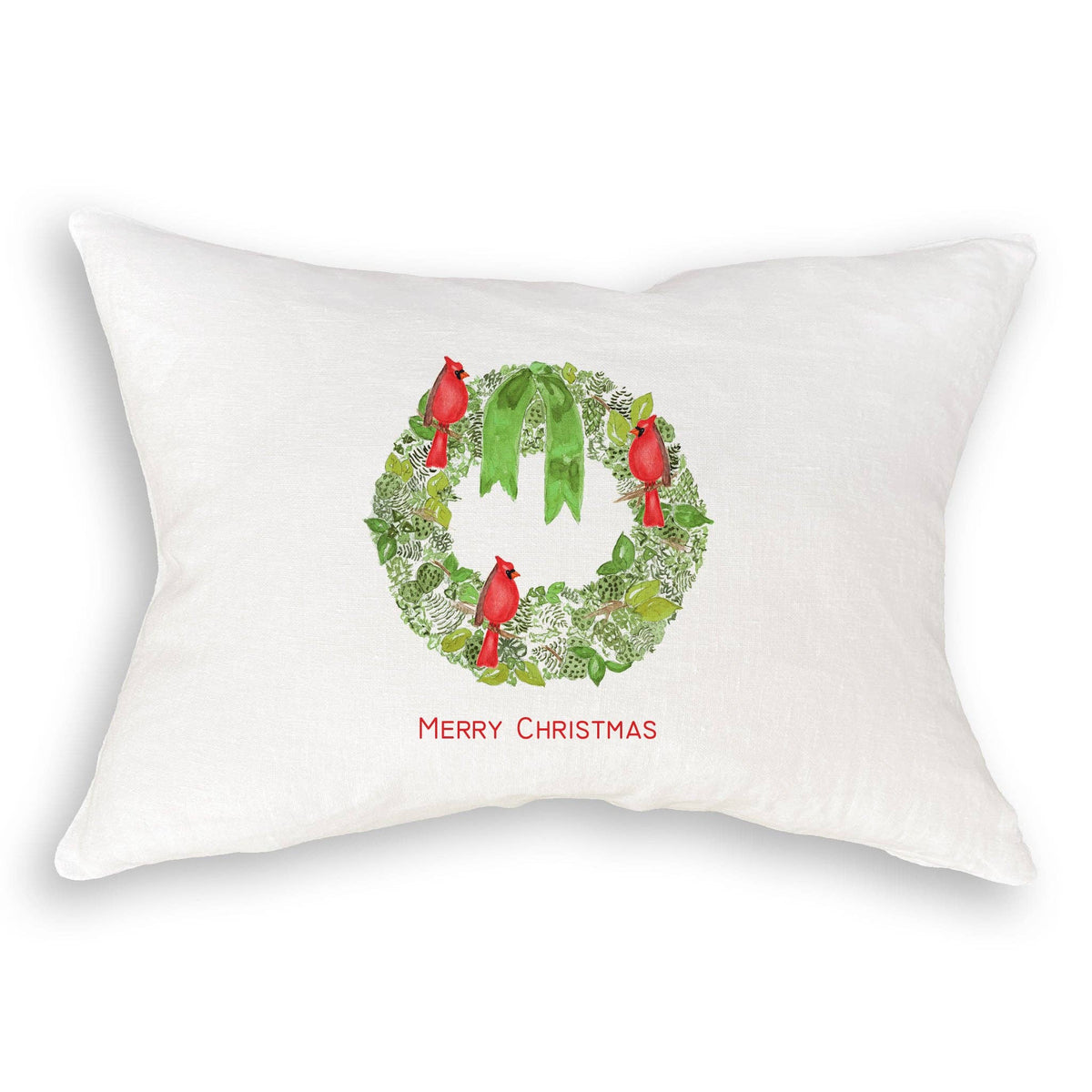 Green Wreath with Cardinals Kitchen Towel