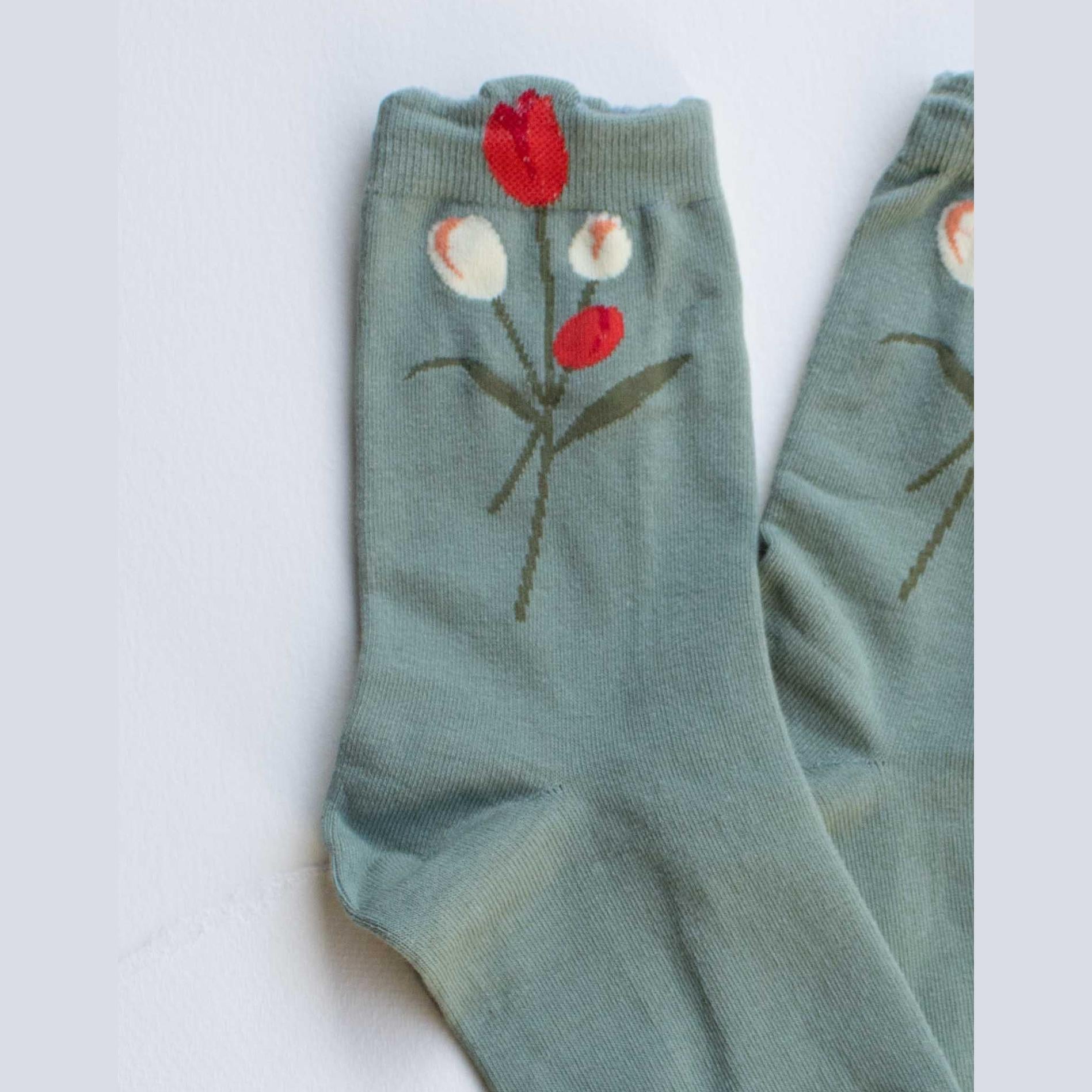 Tulip Bloom Cotton Blend Socks