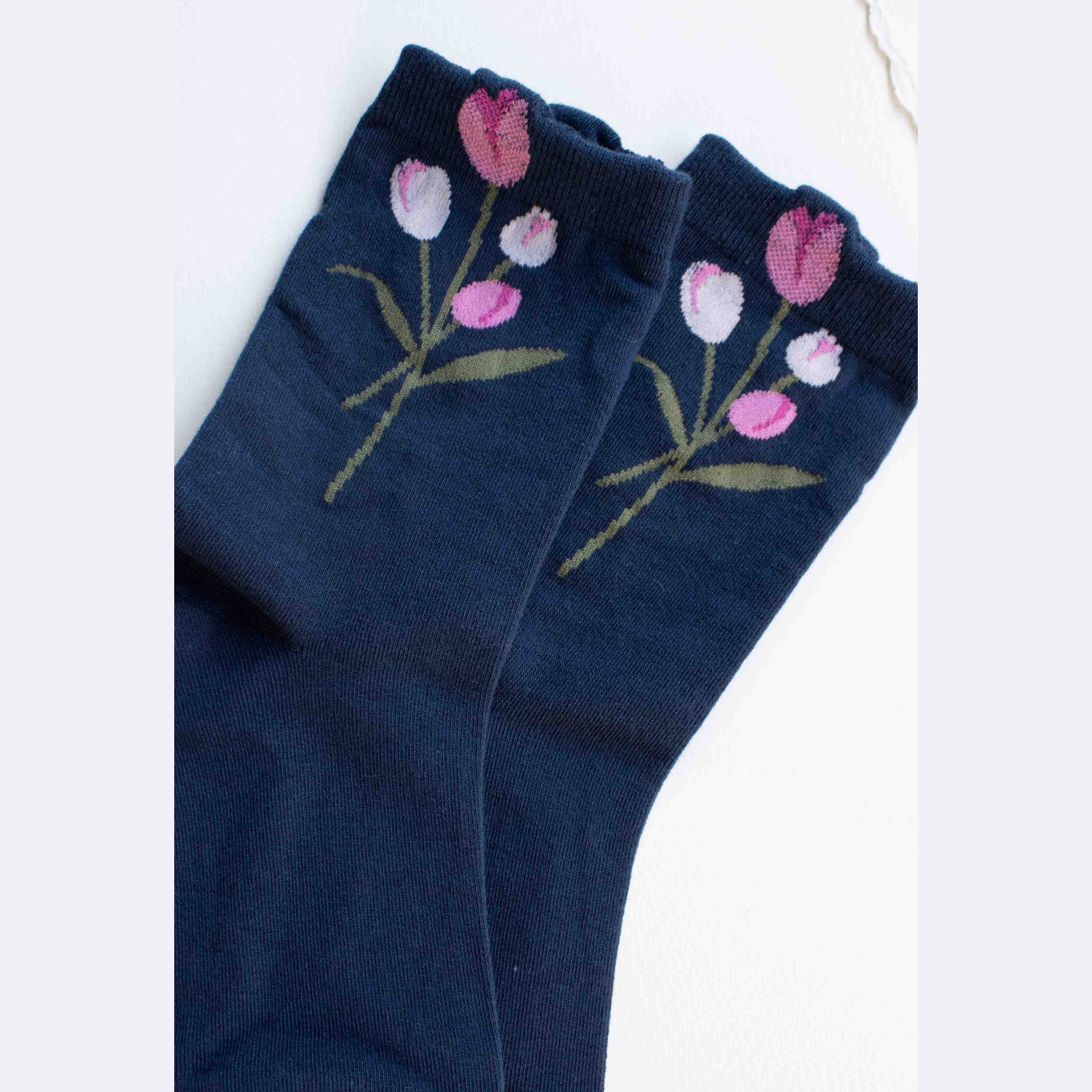 Tulip Bloom Cotton Blend Socks