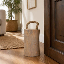Load image into Gallery viewer, Object - Brown Wood Door Stopper with Rope Handle, 10 in.